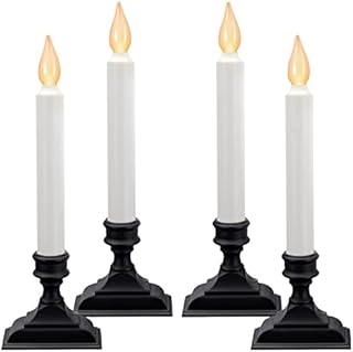 612 Vermont Battery Operated LED Window Candles with Flickering Amber Flame, Automatic Timer, 9.75 Inches Tall, VT-1206A (Pack of 4, Antique Bronze)