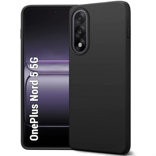 Image of TheGiftKart Liquid Silicone Back Cover Case for OnePlus Nord 5 5G | Soft Micro-Fibre Lining Inside | Camera & Screen Protection | Shockproof Back Cover Case for OnePlus Nord 5 5G (Silicone, Black)