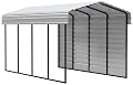 Arrow Carports Galvanized Steel Carport, with 1-Sided Enclosure, Compact Car Metal Carport Kit, 10' x 20' x 9', Eggshell