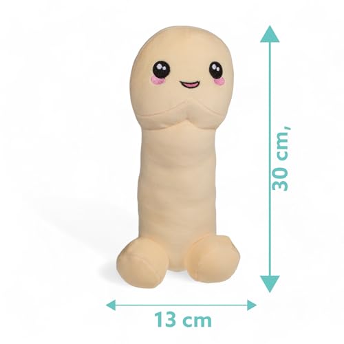 MIJOMA Plüsch-Penis 30 cm – Kuschelpuppe in Hautfarbe oder Regenbogen – Lustiger Scherzartikel – Weiches Stofftier aus 100% Polyester – Perfektes Mitbringsel für Spaß & Unterhaltung (Hautfarben)