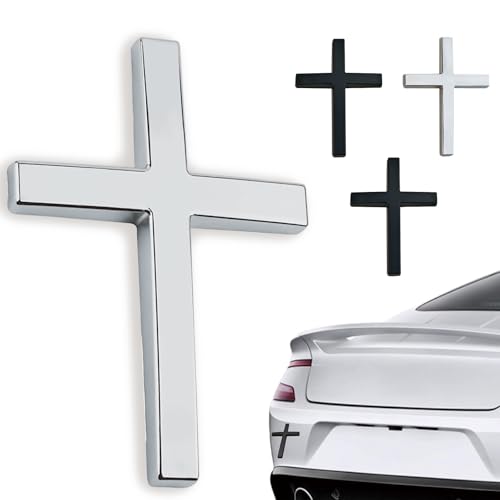 4 PCS Metal Jesus Christ Cross Badge Stickers for Car & Truck Body Fender Tail - 2.5