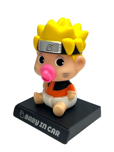 Image of Augen Plastic Super Hero Naruto Baby Action Figure Limited Edition Bobblehead with Mobile Holder for Car Dashboard, Office Desk & Study Table (Pack of 1)