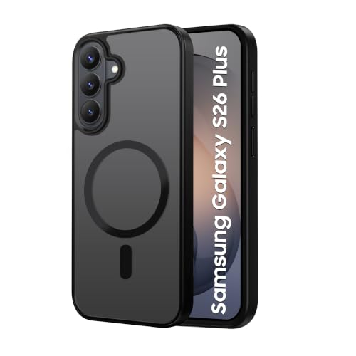 Image of CEDO Magnetic Cover for Samsung Galaxy S26 Plus | Compatible with MagSafe Wireless Charging | Matte Black Case Designed with Magnetic Lock Shockproof Edge Protection Backcover (Translucent Black)