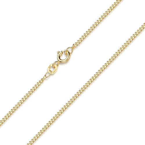 MATERIA by Matthias Wagner Chaîne gourmette dorée 1,7 mm en argent sterling 925 plaqué or, Or jaune #K88-50cm