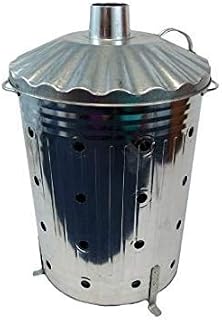 90 Litre Steel Fast Burn Incinerator Large Galvanised Metal Fire Bin Incinerator Burn Garden Rubbish, Leaves, Branches, Documents, Cardboard Fire Burning Bin for Leaves, Wood Burner Incinerator - 90L