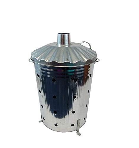 90 Litre Steel Fast Burn Incinerator Large Galvanised Metal Fire Bin Incinerator Burn Garden Rubbish, Leaves, Branches, Documents, Cardboard Fire Burning Bin for Leaves, Wood Burner Incinerator - 90L