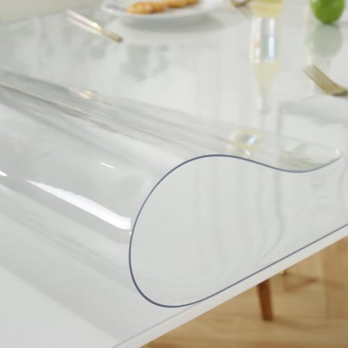 Image of LovePads Clear Desk Mat 17 x 28 Inch, 1.5mm Thick Clear Table Protector, Waterproof Plastic Table Cover Protector, PVC Desk Protector Mat, Vinyl Desk Cover for Desktop & Coffee Table