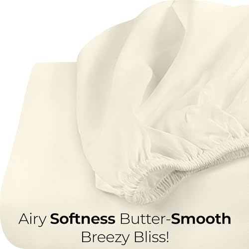 Image of Utopia Bedding Queen Fitted Sheet - Bottom Sheet - Deep Pocket - Soft Microfiber - Shrinkage and Fade Resistant - Easy Care -1 Fitted Sheet Only (Ivory)