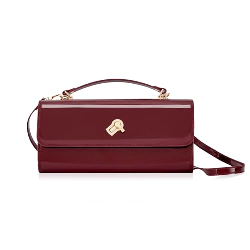 Image of BRYCTSISEN Women Metallic PU Leather Evening Clutch Purse Handbag Crossbody Shoulder Bag Square Box Bag Chic Handbag