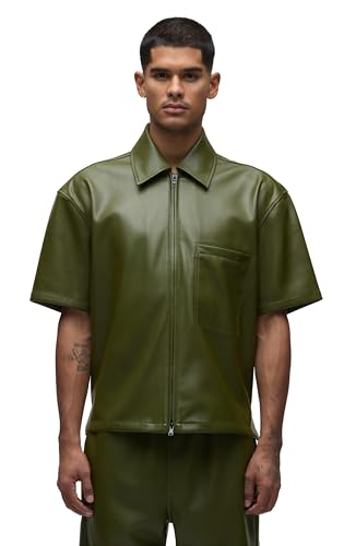 Chemise zippée homme Hudson manches courtes vert olive taille L été
