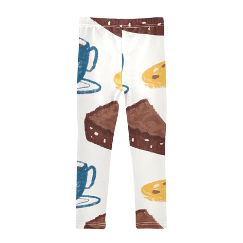 Cookie Brownie Coffee Strawberry Girls Leggings,Workout Leggings for Girls Toddler Athletic Leggings Size for 3-10T2