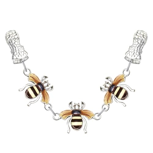 Image of Bees Sweater Cardigan Clip Women honeybee Shawl Scarf Collar Brooches Cloak Cape Clasp Dress Clothes Top Cinch Clip
