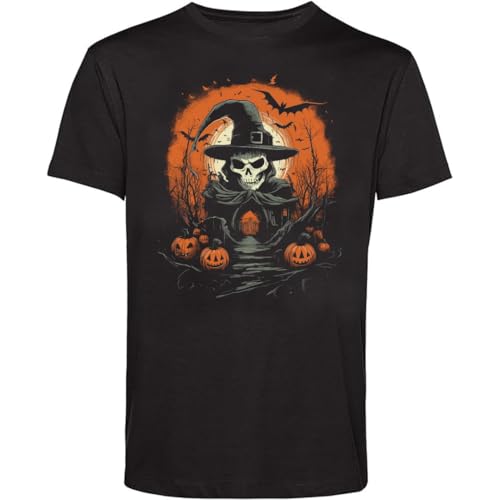 Maglietta T-Shirt Halloween Pumpkin (IT, Testo, L, Regular, Regular, Nero)