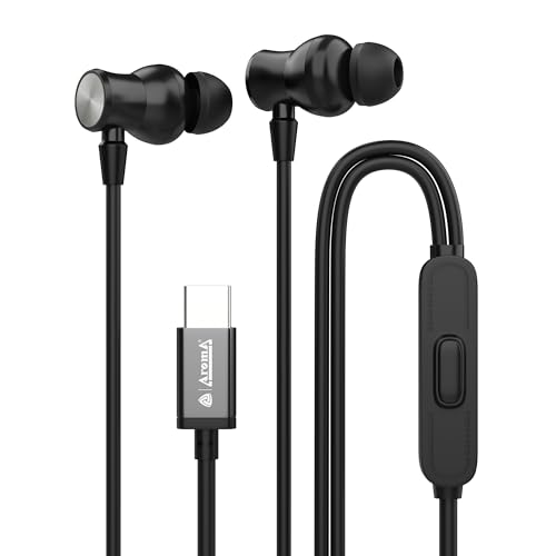 Image of AROMA HF1007 Type C Wired Earphone with HD Quality in-Line Mic,12mm Driver Hi-Res Wired
