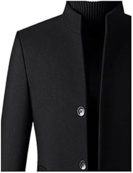 Manteau En Laine Pour Homme - Coupe Ajustée, Col Simple, Longueur Mi-Cuisse, Trench Classique D'Hiver Pour Bureau