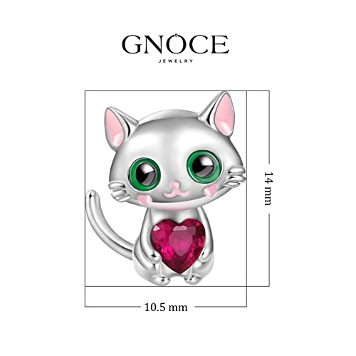 Image of GNOCE Embraces Heart Gemstone Bead Charms 925 Sterling Silver Rabbit Horse Triceratops Snake Monkey Cat Platypus Sloth Bear Pig Yak Ghost Matryoshka Doll Jewelry Gift for Women