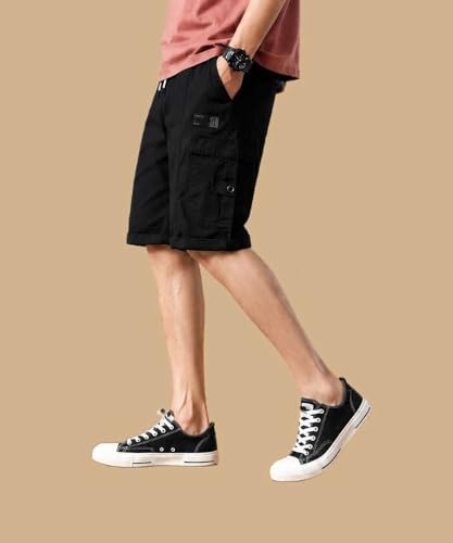 Image of Men's Cotton Twill Cargo Shorts, Regular Fit, Drawstring Waist, Mid Rise, Casual Style, 4 Pockets