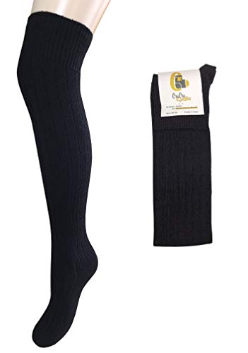 CriCri Socks Chaussettes Hautes Montantes en Laine pour Femmes - Chaussettes Dessus du Genou fabriquées en Italie (39-41, Noir) Cover