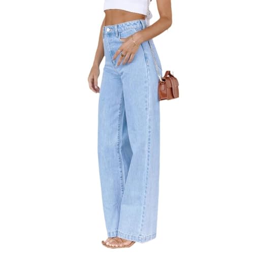 Women's Wide Leg Jeans High Waisted Strechy Baggy Loose Boyfriend Denim Pants3