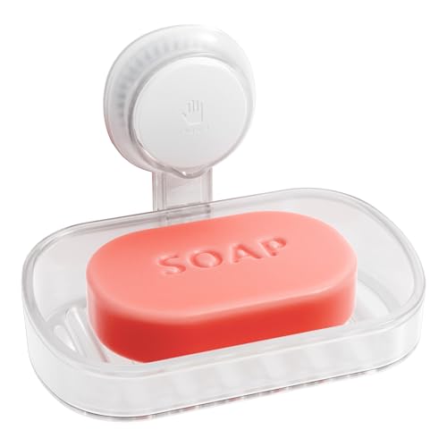 Image of TAILI Soap Holder, Soap Dish for Shower Suction Cup, Bar Soap Holder, Clear | Removable Soap Holder Shower, Soap Tray for Shower Wall, No drill Sponge Holder, Bathroom & Kitchen, Bath Accessories