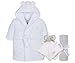 Produktbild Lora Dora Baby-Bademantel + Decke + Kuscheldecke, Geschenkset für Jungen und Mädchen Gr. 12-18 Monate, Weiß/Grau/Weiß