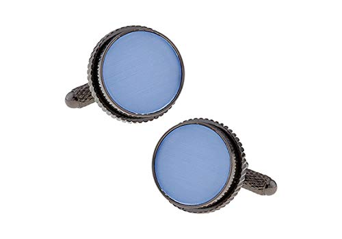 Mancuernillas redondas azules vintage para hombres Daesar miniatura 4
