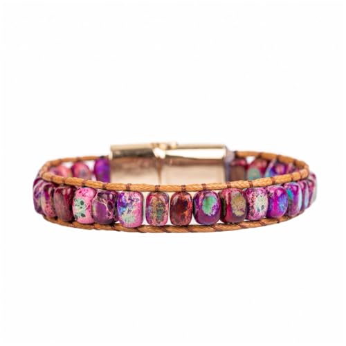 Image of YGLINE Boho Handmade Wrap Leather Tube Crystal Stone Bracelet for Women