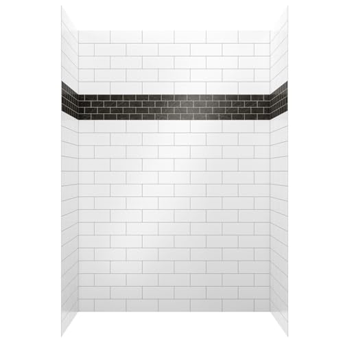 Miseno MSW-603280FLEX ReadySet 60' x 32' x 80' FLEX 12 Panel Alcove Shower Wall Kit - White Subway