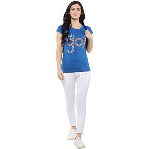 Image of Modeve Women Printed Cotton Blend Half Sleeve Round Neck T-Shirt for Summer