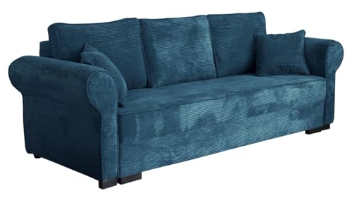Mirjan24 Schlafsofa Olimpia Cord, Bettsofa mit abgerundete Armlehnen, Sofa mit Bettkasten und Schlaffunktion, Couchgarnitur, Schlafcouch, Sofagarnitur, Wohnlandschaft, Beste Qualität (Poso 05)