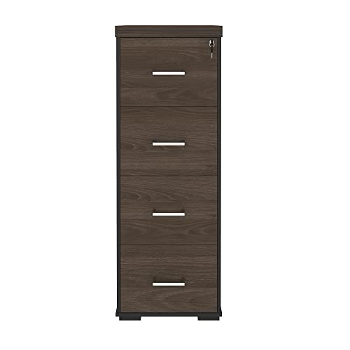Gaveteiro Alto 4 Gavetas para Arquivos e pasta Suspensa com Chave - Charuto/Preto - Artany
