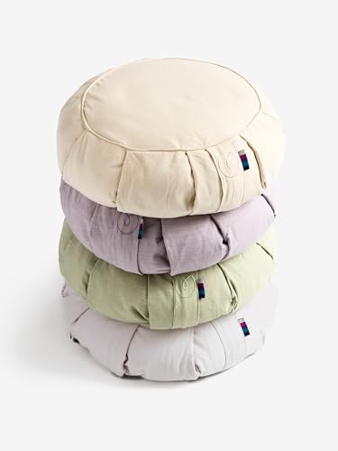 Yogamatters Organic Cotton Chambray Zafu Meditation Cushion | Removable Washable Cover | Buckwheat Pillow for Yoga and Meditation (Sage)