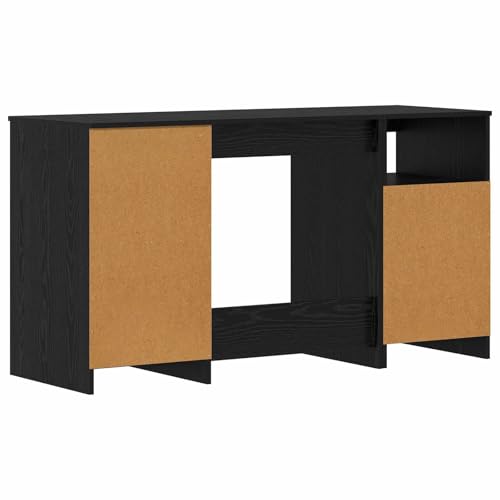Table secrétaire en bois d'ingénierie chêne noir robuste 140 cm