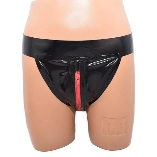 Jocks de látex con cremallera negro talla S ropa interior 0,4 mm 3