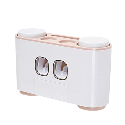 Distributeur de dentifrice rotatif à 2 vitesses et porte-brosse à dents rose gain de place