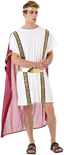 Roman Emperor Men's Halloween Costume - Julius Caesar & Greek Toga King Robe (XX-Large) White