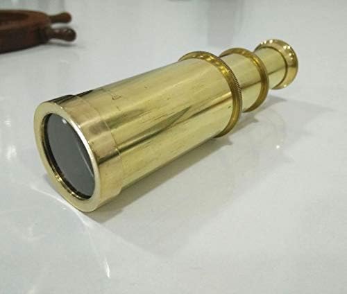 6 Solid Brass Handheld Telescope - Nautical Pirate Spy Glass with Wood Box