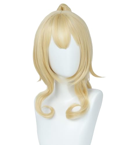 Image of Princess Peach Wig,Ponytail Wig,Bowsette Cosplay,Princess Peach Costume,Wig for Halloween Costumes, Anime Convention Cosplay, and Themed Party Outfits (Light Blonde)
