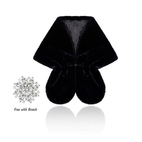 Women’s Faux Fur Shawl and Wraps Bridal Wedding Fur Stole With Rhinestone Brooch for Bride and Bridesmaids2