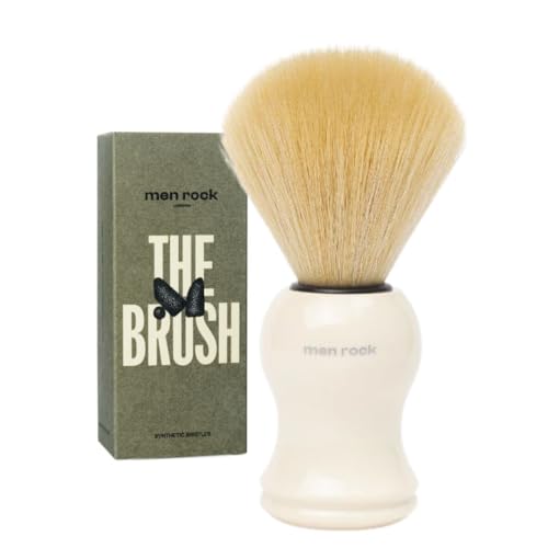 Men Rock Mens Shaving Brush – Soft Synthetic Vegan Bristles – Synthetic Shave Brush, Shaving Brushes for Men, Gentle & Durable for Daily Wet Shave