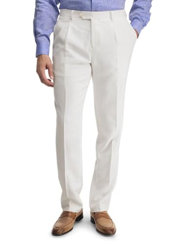 Paul Fredrick Men's Linen Blend Single Pleat Suit Pants2