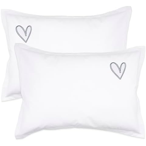 White 100% Cotton Heart Pillow Sham Cover