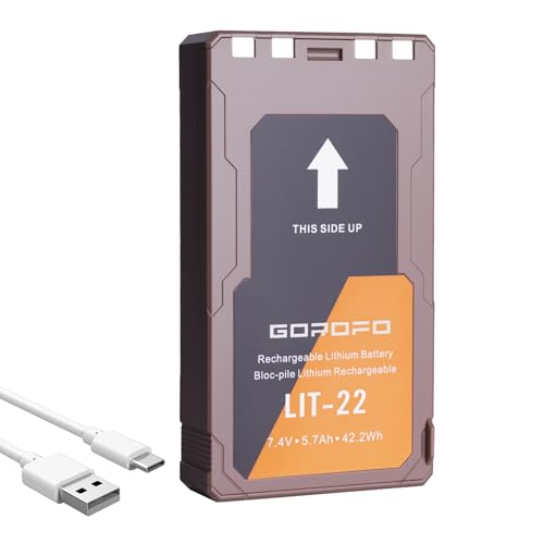 GOROFO LIT-22 Lithium Battery 5.7Ah High Capacity Replacement Battery for LIT-22 PRO Flex-M Flex G-36 Plus S Dark S-Dark Cellular Trail Cameras Includes Type-C Charging Cable (1Battery)