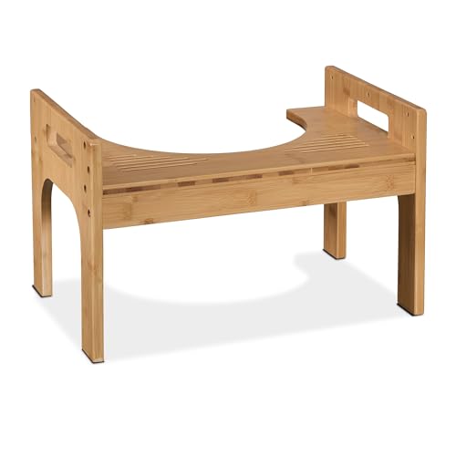 Relaxdays Toilettenhocker, Stuhlgang Unterstützung, WC Hocker für Erwachsene, Bambus, HxBxT 28,5 x 45,5 x 28,5 cm, natur
