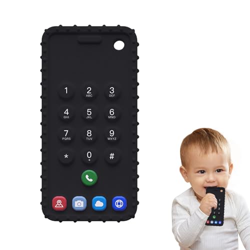 XQMMGO Mordedor de bebé con mando a distancia, juego de juguetes para bebé con mando a distancia, para 3, 6, 12 meses (teléfono negro)