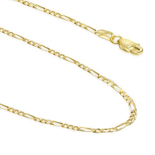 EVAYA Real Solid 14k Gold Figaro Chain (1.5mm-3mm Width, 16