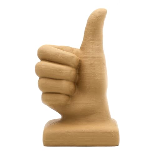 A tiny 3D-printed thumbs-up trophy that's equal parts ironic desk award and earnest celebration — surprisingly giftable for $10.