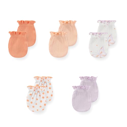 Image of JELYLOVE 5 Pack Unisex New Born Boy Girls Anti Scratch Mittens Cotton Soft Baby Gloves 0-3 Months Infant Essentials