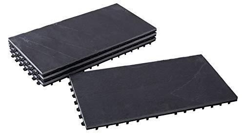 Preisvergleich Produktbild BodenMax® LLSLA001-BLK-3060 Schiefer-classic 30x60cm Click Bodenfliesen Terassenfliesen Terassenplatte Stein Fliese Klickfliesen Balkonfliesen Innenbereich Außenbereich grauschwarz (4 Stück)