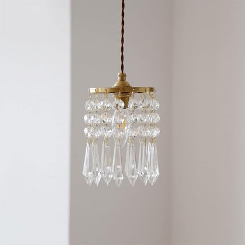 Suspension moderne en laiton raffiné et cristal pour chambre chic